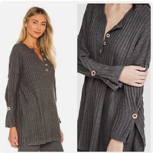 Free People Intimately Gray Charcoal Around the Clock Sweater